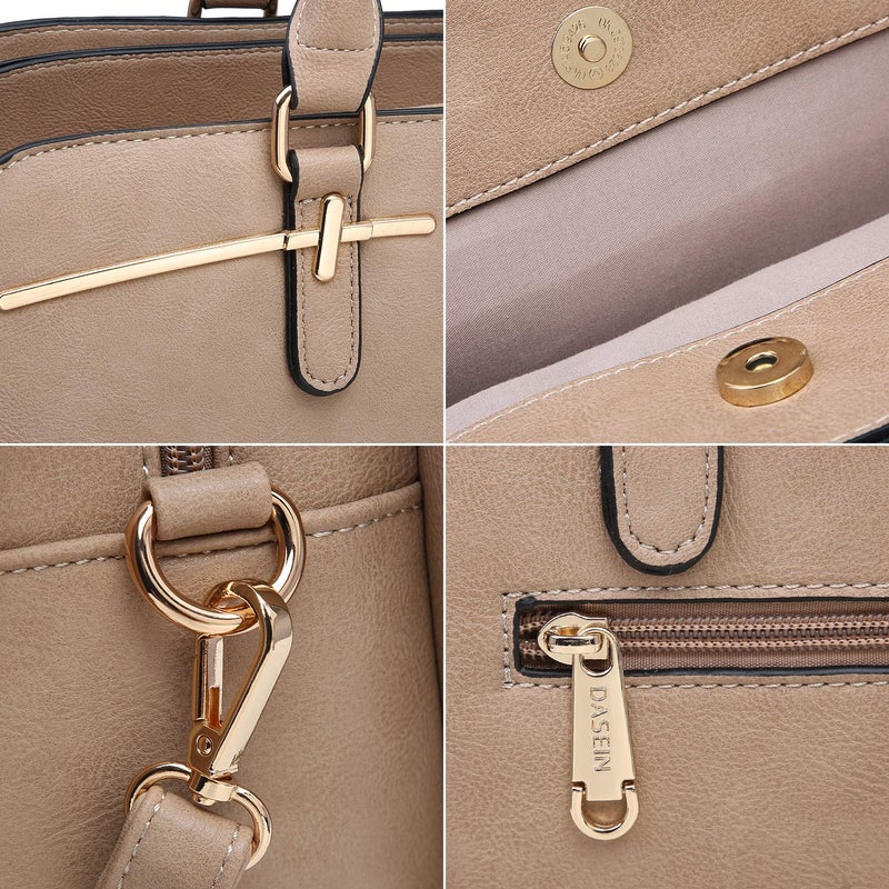 DASEIN Women Handbag Wallet Tote Shoulder Hobo Bag Top Handle Satchel Purse Set 2pcs with 3 Compartments - Image 3